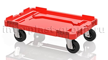 Тележка пластиковая сплошная без тормозов усиленная красная в Ессентуках