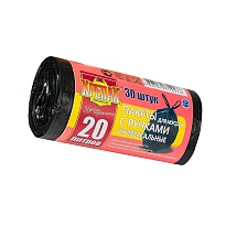 Мешки для мусора 20 л, с ручками, черные, в рулоне 30 шт., ПНД, 10 мкм, 550х440 мм, Крепак, 4607075710276 в Ессентуках