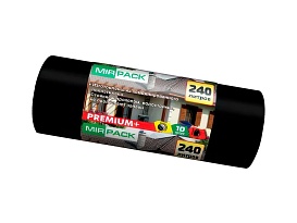 Мешки для мусора 240 л, ароматизированные, черные, в рулоне 10 шт., ПВД 45 мкм, 1300х930 мм, PREMIUM+, 24010830 в Ессентуках