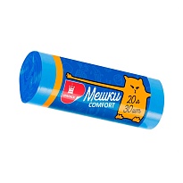 Мешки для мусора 20 л, синие, в рулоне 30 шт., ПНД, 8 мкм, 500х400 мм, Comfort, М0017 (МН 20-30с) в Ессентуках