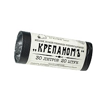 Мешки для мусора 30 л, черные, в рулоне 20 шт., ПНД, 7 мкм, 560х440 мм, Крепаномъ, 4607075710580 в Ессентуках