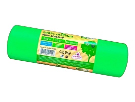 Мешки для мусора 240 л, ароматизированные, биоразлагаемые, зеленые, в рулоне 10 шт., ПВД 40 мкм, 1500х1100 мм, PURE ECOLOGY, bio24010120 в Ессентуках