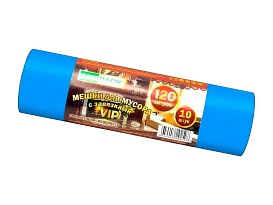 Мешки для мусора 120 л, с завязками, синие, в рулоне 10 шт., ПНД, 15 мкм, 800х750 мм, VIP, Z12010blue в Ессентуках