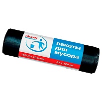 Мешки для мусора 160 л, черные, в рулоне 20 шт., ПВД, 30 мкм, 1200х870 мм, PACLAN Professional, 604082 в Ессентуках