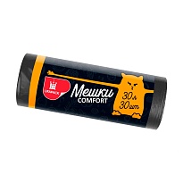 Мешки для мусора 30 л, черные, в рулоне 30 шт., ПНД, 7 мкм, 560х480 мм, Comfort, М0291 (МН 30-30ч) в Ессентуках