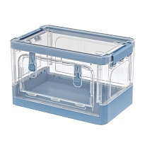 Ящик пластиковый складной прозрачный, дно синее, 360х235х230 мм, с колесиками в Ессентуках