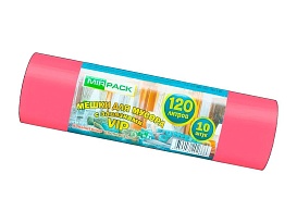 Мешки для мусора 120 л, с завязками, красные, в рулоне 10 шт., ПНД, 15 мкм, 800х750 мм, VIP, Z12010red в Ессентуках