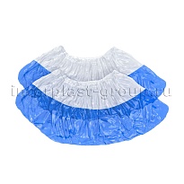 Бахилы бело-синие 1000 шт (500 пар), 48 мкм, двойная подошва, с одной резинкой, Эконом+ в Ессентуках