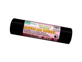 Мешки для мусора 180 л, ароматизированные, черные, в рулоне 10 шт., ПВД, 50 мкм, 1100х930 мм, EXTRA black, 18008301 в Ессентуках