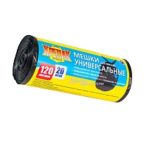 Мешки для мусора 120 л, черные, в рулоне 20 шт., ПНД, 15 мкм, 1100х700 мм, Крепак, 4607075710207 в Ессентуках