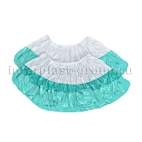 Бахилы бело-бирюзовые 1000 шт (500 пар), 48 мкм, двойная подошва, с одной резинкой, Эконом+ в Ессентуках