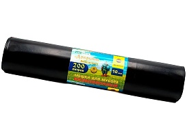 Мешки для мусора 200 л, ароматизированные, черные, в рулоне 10 шт., ПВД, 100 мкм, 1200х800 мм, Добрыня, Dob20010black в Ессентуках