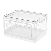 Ящик пластиковый складной прозрачный, дно белое, 490х360х280 мм, с колесиками в Ессентуках Ящик пластиковый складной прозрачный, дно белое, 490х360х280 мм, с колесиками в Ессентуках