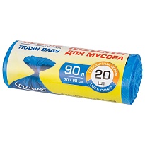 Мешки для мусора 90 л, синие, в рулоне 20 шт., ПНД, 14 мкм, 900х700 мм, LAIMA ULTRA, 607693 в Ессентуках