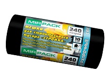 Мешки для мусора 240 л, ароматизированные, черные, в рулоне 10 шт., ПВД 70 мкм, 1300х930 мм, СТРОЙКА, S24010130