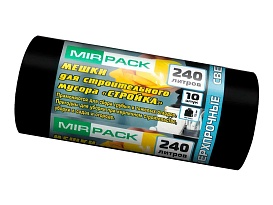 Мешки для мусора 240 л, ароматизированные, черные, в рулоне 10 шт., ПВД 70 мкм, 1300х930 мм, СТРОЙКА, S24010130 в Ессентуках