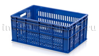 Ящик для молока, мяса, овощей и фруктов большая перфорация дно перфорированное синий в Ессентуках