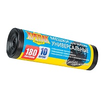 Мешки для мусора 180 л, черные, в рулоне 10 шт., ПНД, 20 мкм, 1150х800 мм, Крепак, 4607075710481 в Ессентуках
