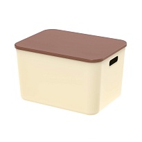 Ящик пластиковый вкладываемый бежевый с коричневой крышкой 410х305х245 мм в Ессентуках