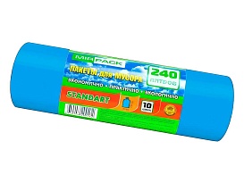 Мешки для мусора 240 л, ароматизированные, синие, в рулоне 10 шт., ПВД 30 мкм, 1300х930 мм, STANDART, 24010661 в Ессентуках Мешки для мусора 240 л, ароматизированные, синие, в рулоне 10 шт., ПВД 30 мкм, 1300х930 мм, STANDART, 24010661 в Ессентуках