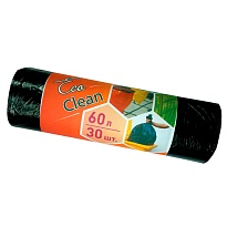 Мешки для мусора 60 л, черные, в рулоне 30 шт., ПНД, 6 мкм, 640х580 мм, Концепция Быта EcoClean, 603890 в Ессентуках