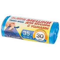 Мешки для мусора 35 л, с ушками, синие, в рулоне 30 шт., ПНД, 11 мкм, 650х500 мм, LAIMA ULTRA, 607684 в Ессентуках