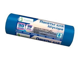 Мешки для мусора 30 л, синие, в рулоне 20 шт., ПНД, 7 мкм, 600х500 мм, MIRPACK Classik, 302041 в Ессентуках