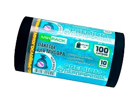 Мешки для мусора 100 л, черные, в рулоне 10 шт., ПВД, 70 мкм, 1000х600 мм, PREMIUM+, 1001076 в Ессентуках