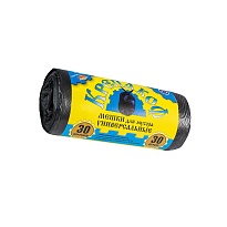 Мешки для мусора 30 л, с ушками, черные, в рулоне 30 шт., ПНД, 8 мкм, 580х460 мм, Крепакоф, 4607075710238 в Ессентуках