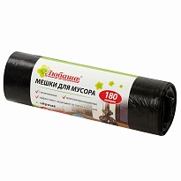 Мешки для мусора 180 л, черные, в рулоне 10 шт., ПВД, 24 мкм, 1060х800 мм, Любаша, 605336 в Ессентуках