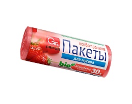 Мешки для мусора 30 л, ароматизированные, Клубника, красные, в рулоне 20 шт., ПНД, 9 мкм, 560х530 мм, GRIFON Aroma, 101-020 K в Ессентуках