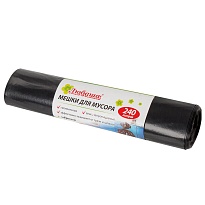 Мешки для мусора 240 л, черные, в рулоне 5 шт., ПВД 30 мкм, 1300х900 мм, Любаша, 605338 в Ессентуках
