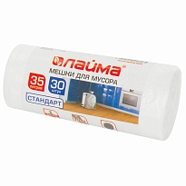 Мешки для мусора 35 л, белые, в рулоне 30 шт., ПНД, 6 мкм, 550х480 мм, LAIMA, 605538 в Ессентуках